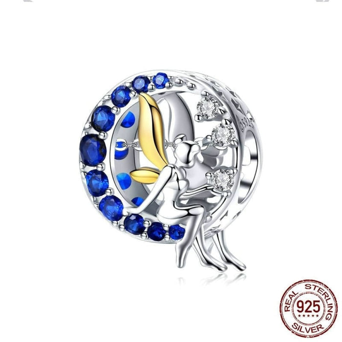 Silver Charms 925 Sterling Blue Moon Lunar Angel Round