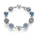 Silver Plated Charm Love And Flower Beads Women Bracelet