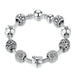 Silver Plated Charm Love And Flower Beads Women Bracelet