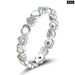 Silver Sparkling Rainbow Love Rings Heart Crystal 925