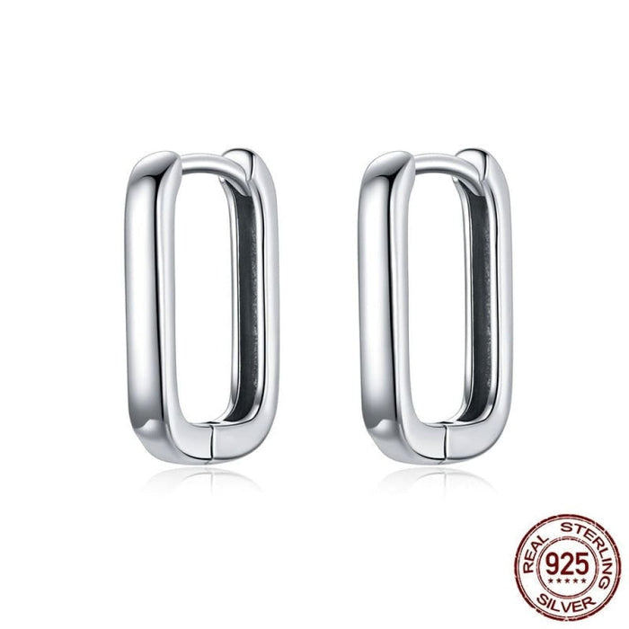 Silver Square Buckle Earrings 925 Sterling Classic French