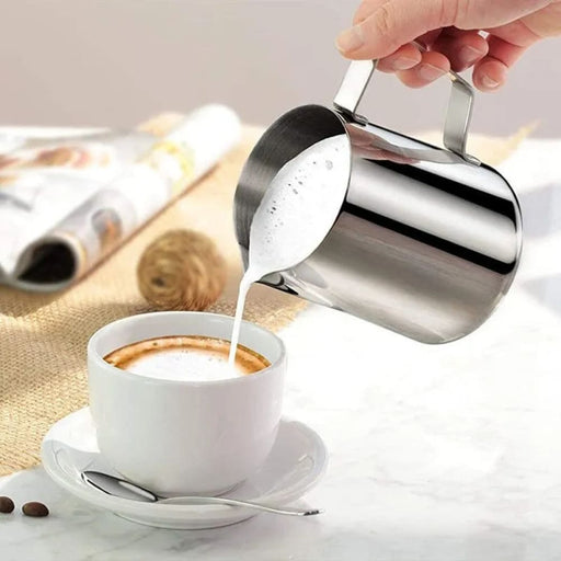 1pc Silver Stainless Steel Steaming Coffee Latte Milk