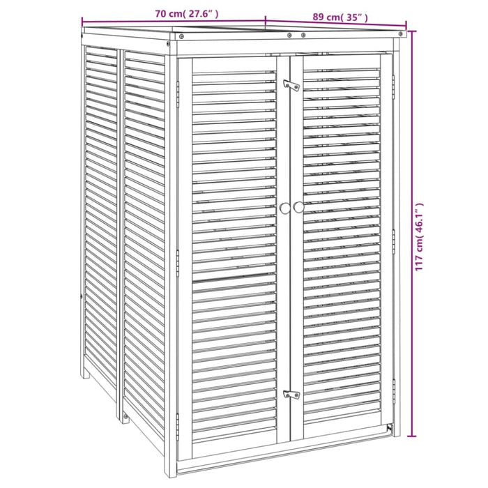 Single Garbage Bin Shed 70x89x117 Cm Solid Wood Acacia