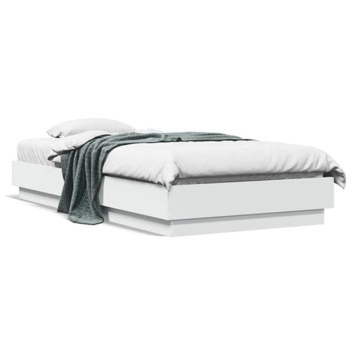 Single Size Bed Frame White 90x190 Cm Engineered Wood Ntkltb