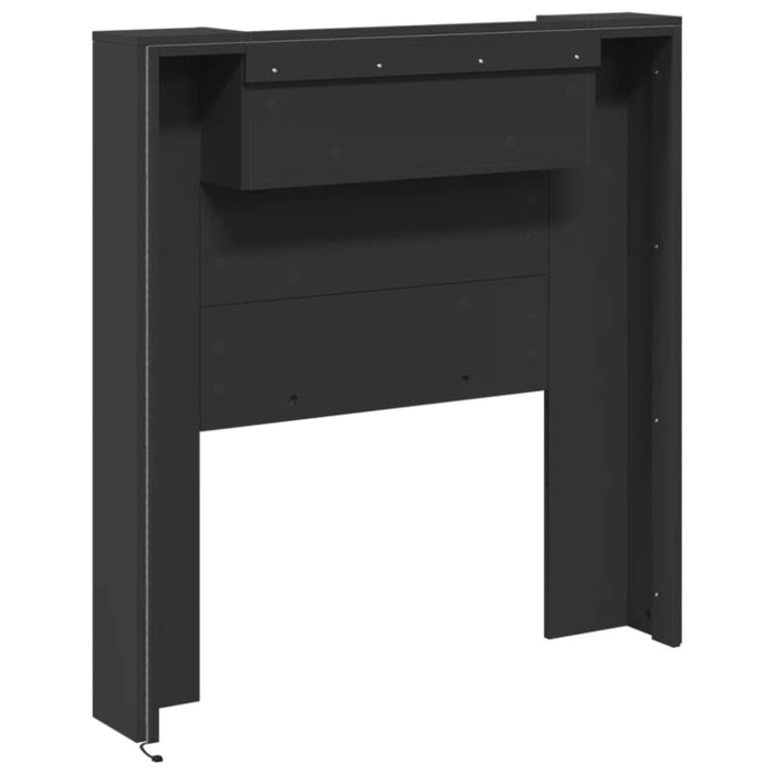 Single Size Headboard Cabinet With Led Black 100x16.5x103.5