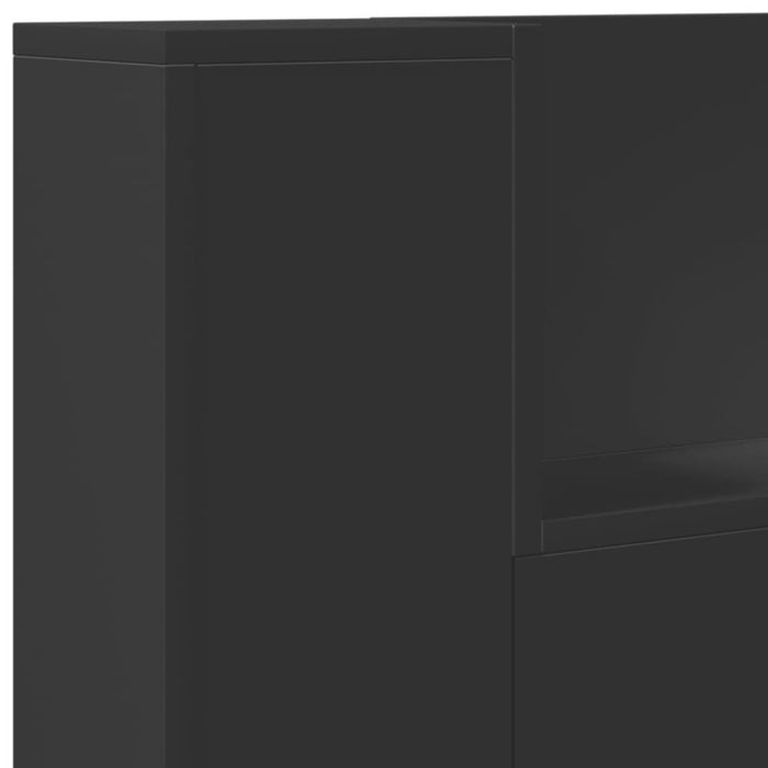 Single Size Headboard Cabinet With Led Black 100x16.5x103.5