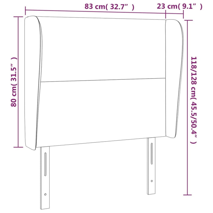 Single Size Headboard With Ears Black 83x23x118/128 Cm Faux