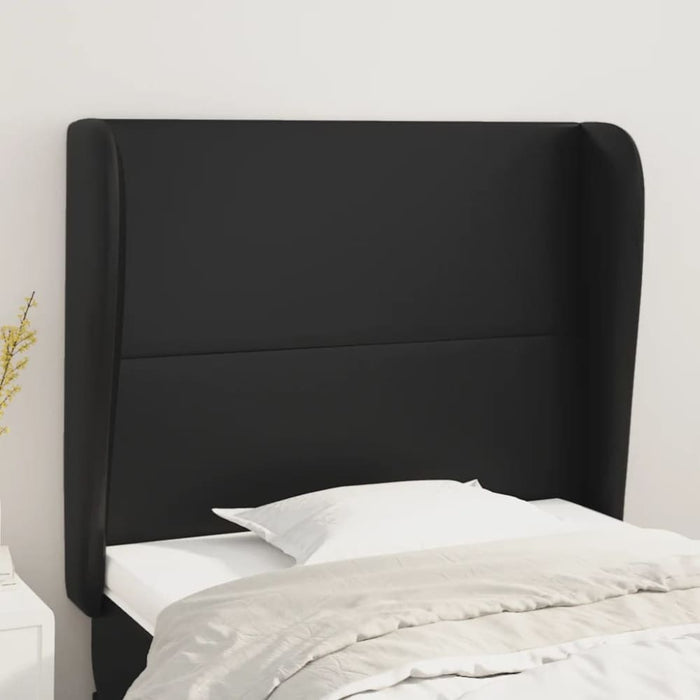 Single Size Headboard With Ears Black 83x23x118/128 Cm Faux