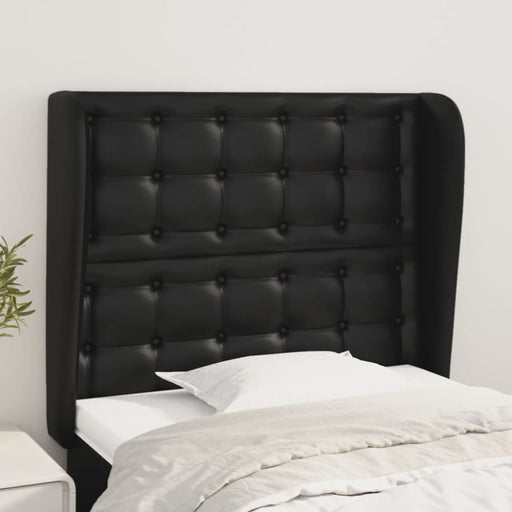 Single Size Headboard With Ears Black 83x23x118/128 Cm Faux