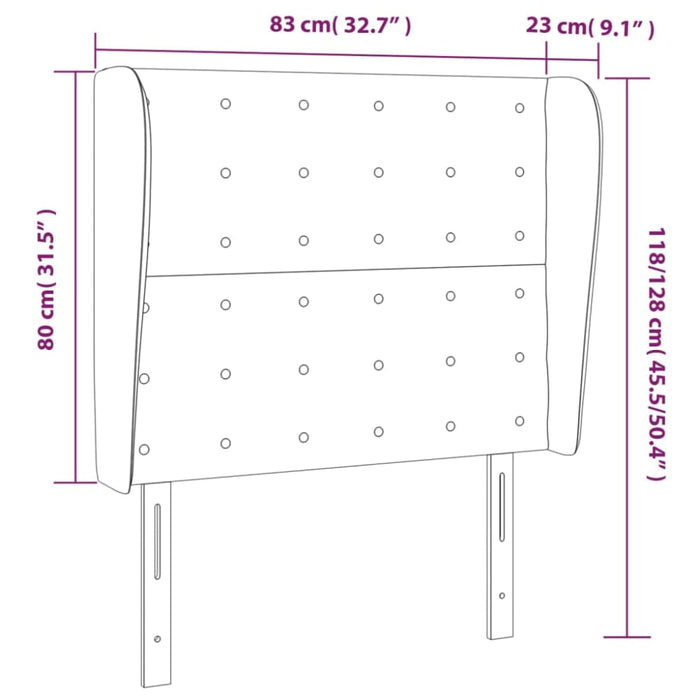 Single Size Headboard With Ears Dark Grey 83x23x118/128 Cm