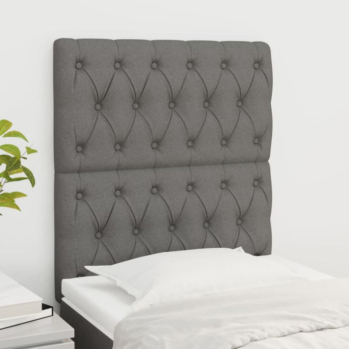 Single Size Headboards 2 Pcs Dark Grey 80x7x78/88 Cm Fabric