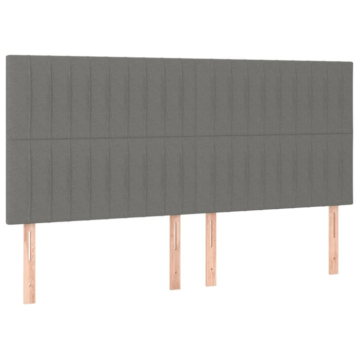 Single Size Headboards 4 Pcs Dark Grey 80x5x78/88 Cm Fabric