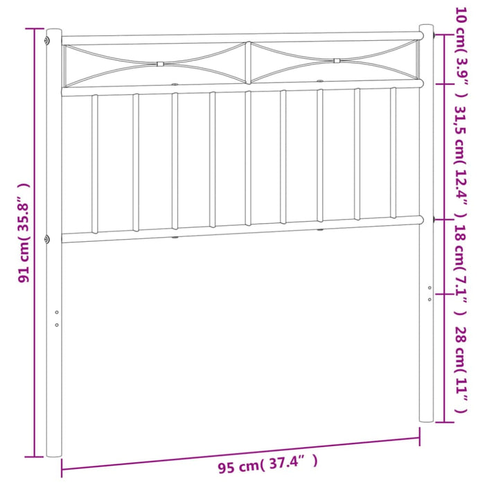 Single Size Metal Headboard White 90 Cm Titiln