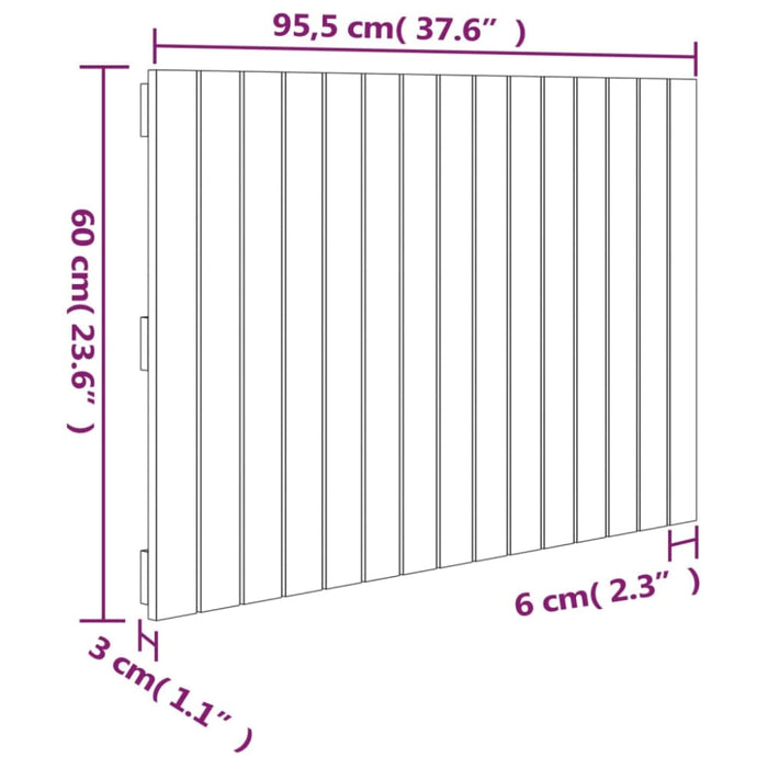 Single Size Wall Headboard 95.5x3x60 Cm Solid Wood Pine