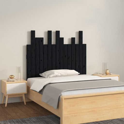 Single Size Wall Headboard Black 95.5x3x80 Cm Solid Wood