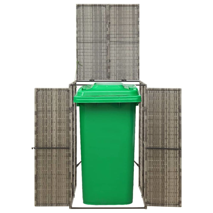 Single Wheelie Bin Shed Grey 70x80x117 Cm Poly Rattan Toknla