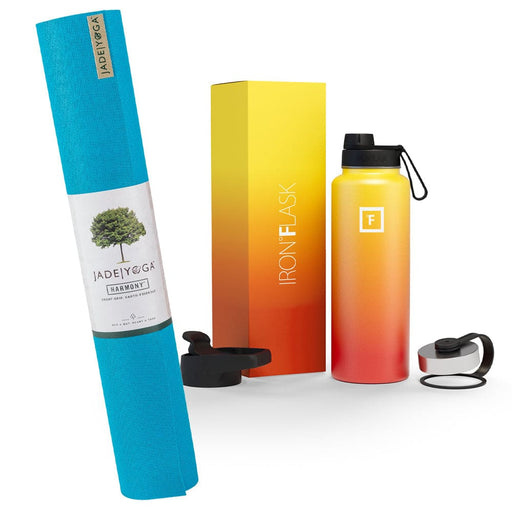 Sky Blue Yoga Mat And Water Bottle Bundle