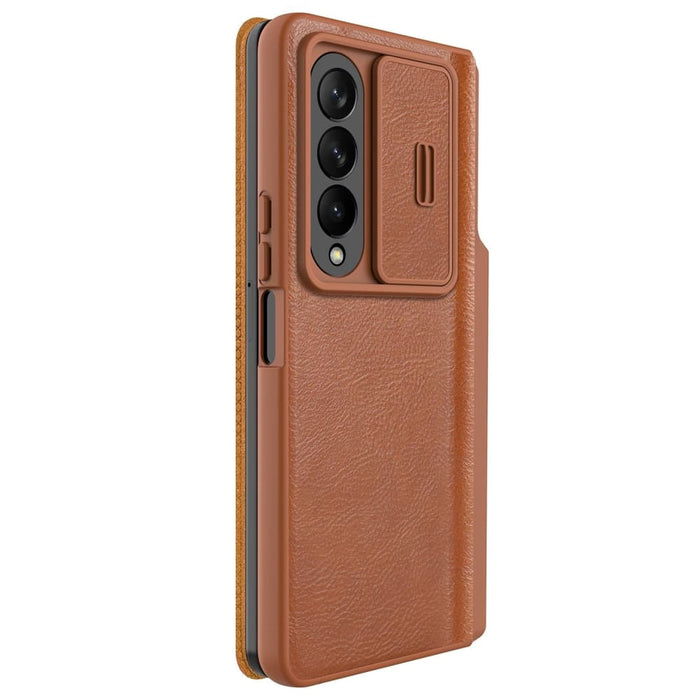 Sliding Camera Leather Case For Samsung Fold 4 5g