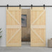 Sliding Door With Hardware Set 100x210 Cm Solid Pine Wood