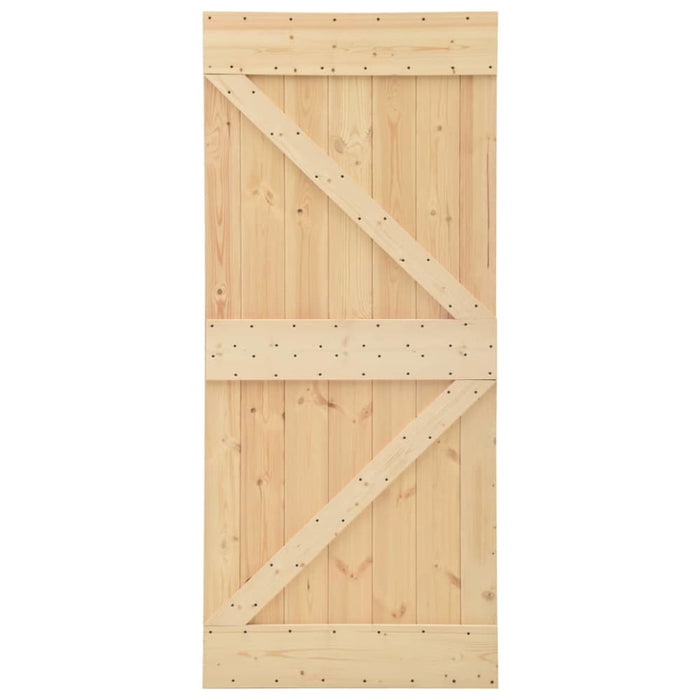 Sliding Door With Hardware Set 100x210 Cm Solid Pine Wood