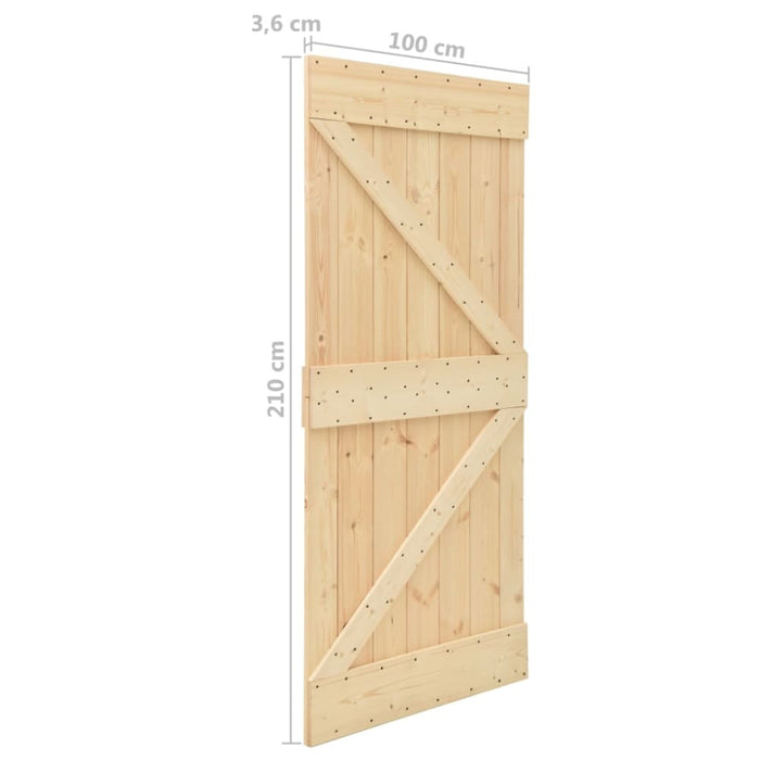 Sliding Door With Hardware Set 100x210 Cm Solid Pine Wood