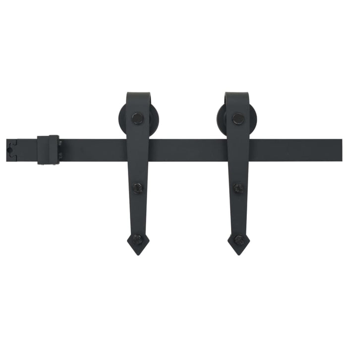 Sliding Door Hardware Kit 183 Cm Steel Black Oaxnxi