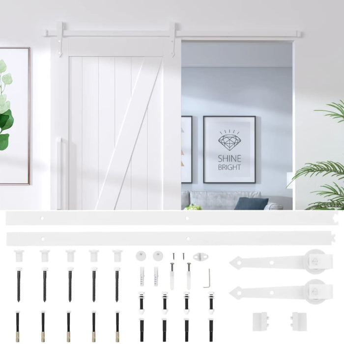 Sliding Door Hardware Kit 183 Cm Steel White Opoibk