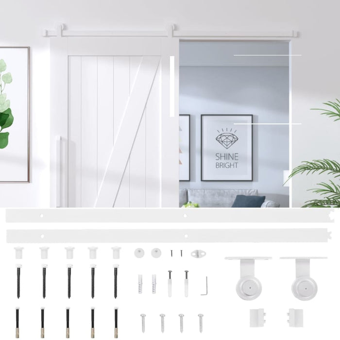 Sliding Door Hardware Kit 200 Cm Steel White Opoibl