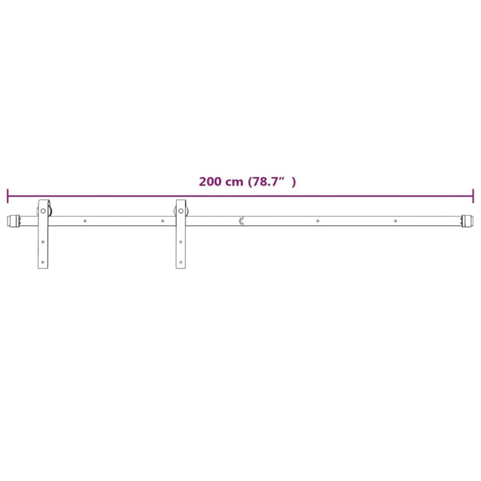 Sliding Door Hardware Kit 200 Cm Steel White Opoibn