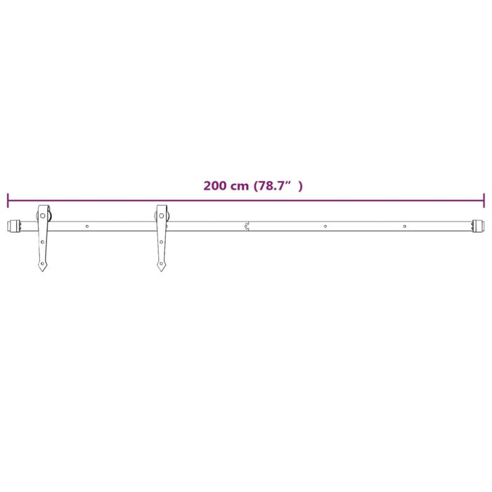 Sliding Door Hardware Kit 200 Cm Steel White Opoibx