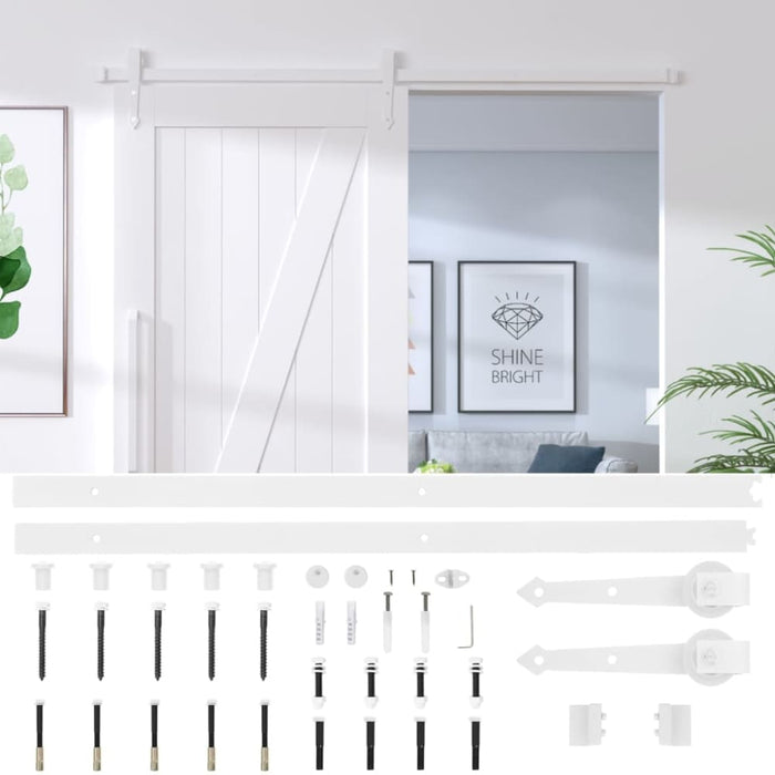 Sliding Door Hardware Kit 200 Cm Steel White Opoibx