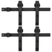 Sliding Door Hardware Kits 2 Pcs 183 Cm Steel Black Tbpknaa