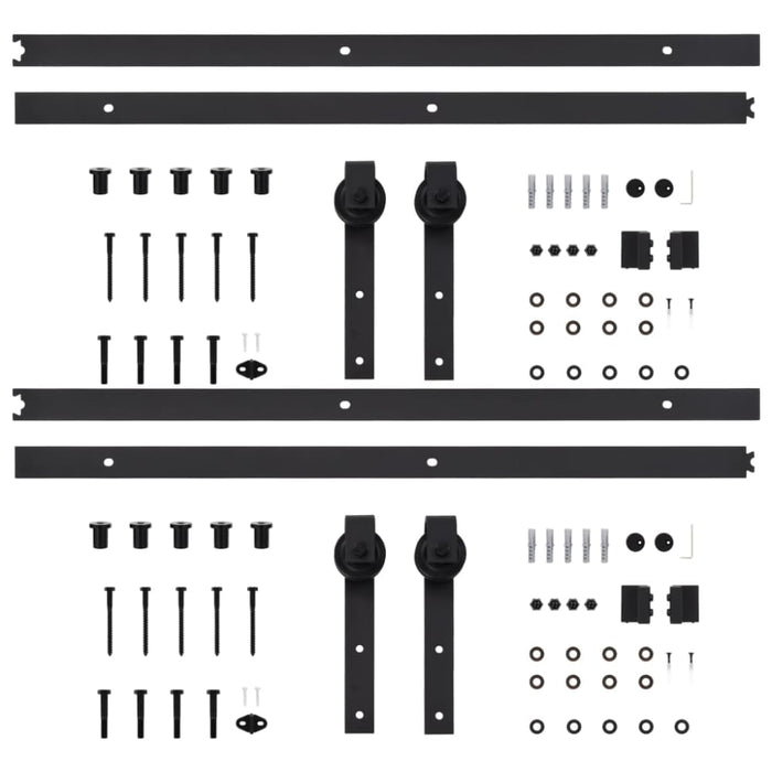 Sliding Door Hardware Kits 2 Pcs 200 Cm Steel Black Tbpknap