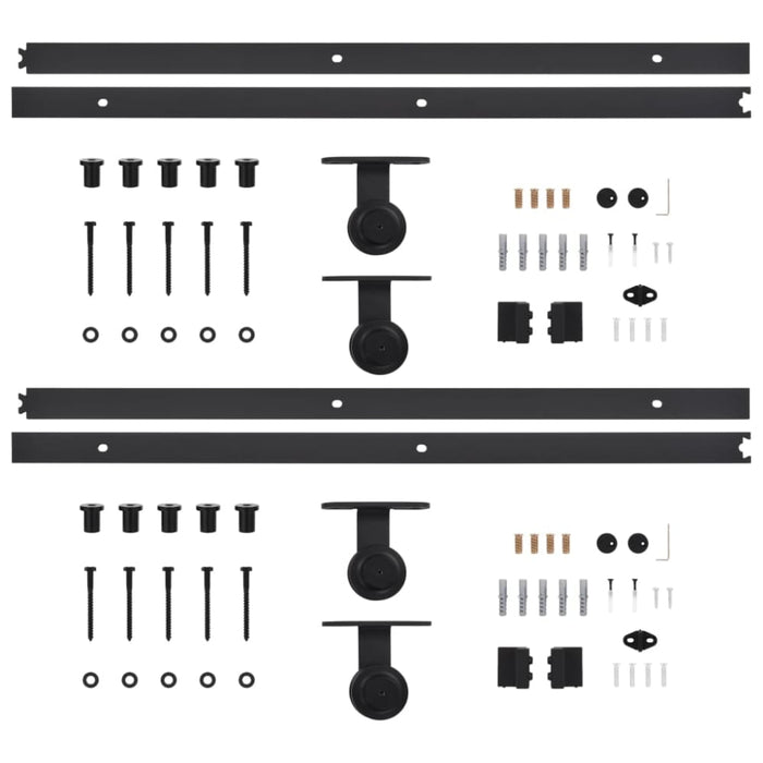 Sliding Door Hardware Kits 2 Pcs 200 Cm Steel Black Tbpknat