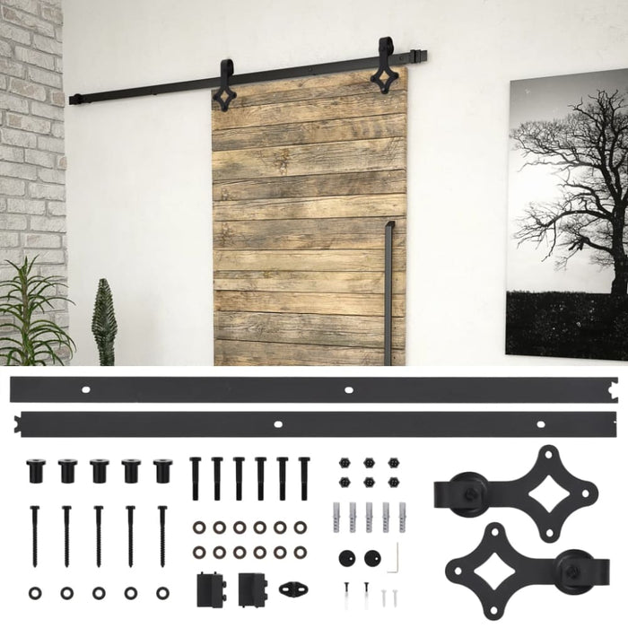 Sliding Door Skien Hardware Kit 183 Cm Steel Black Oapxlb