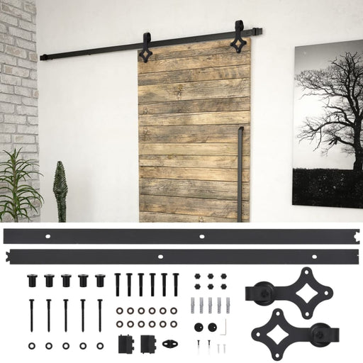 Sliding Door Skien Hardware Kit 200 Cm Steel Black Oapxlo