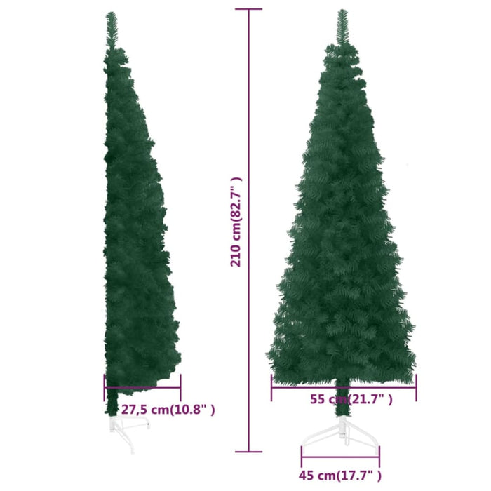 Slim Artificial Half Christmas Tree With Stand Green 210 Cm