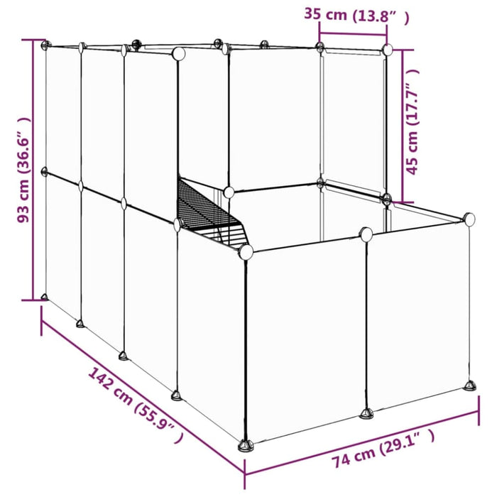 Small Animal Cage Black 142x74x93 Cm Pp And Steel Tabpit