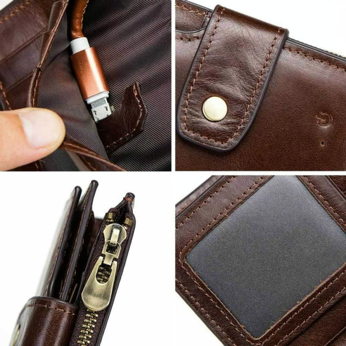 Smart Bluetooth Leather Wallet With Rfid Protection