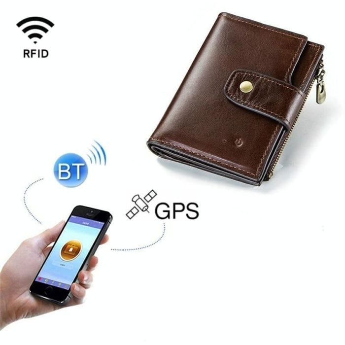 Smart Bluetooth Leather Wallet With Rfid Protection