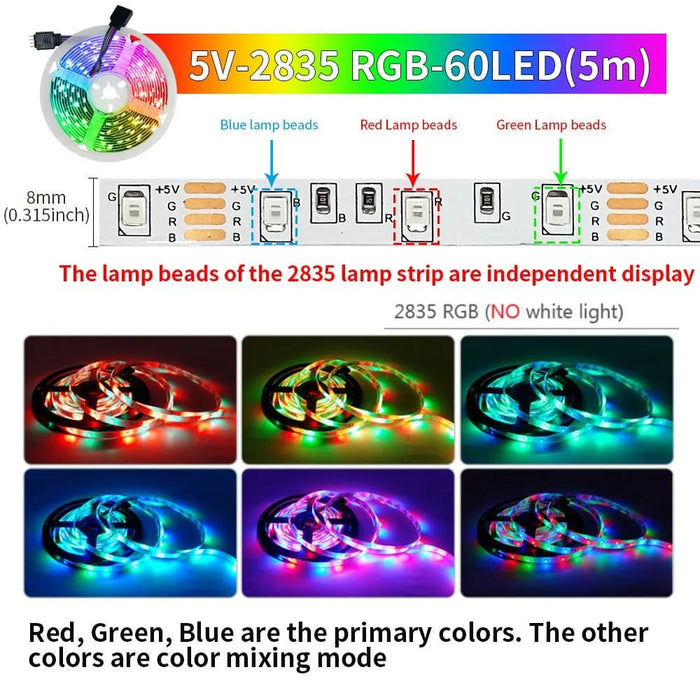 Smart Bluetooth Led Strip Lights Rgb 2835 Usb Powered App