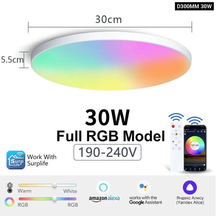 Smart Ceiling Lamps 220v 30w 48w Rgb Cct Led Lights Wifi