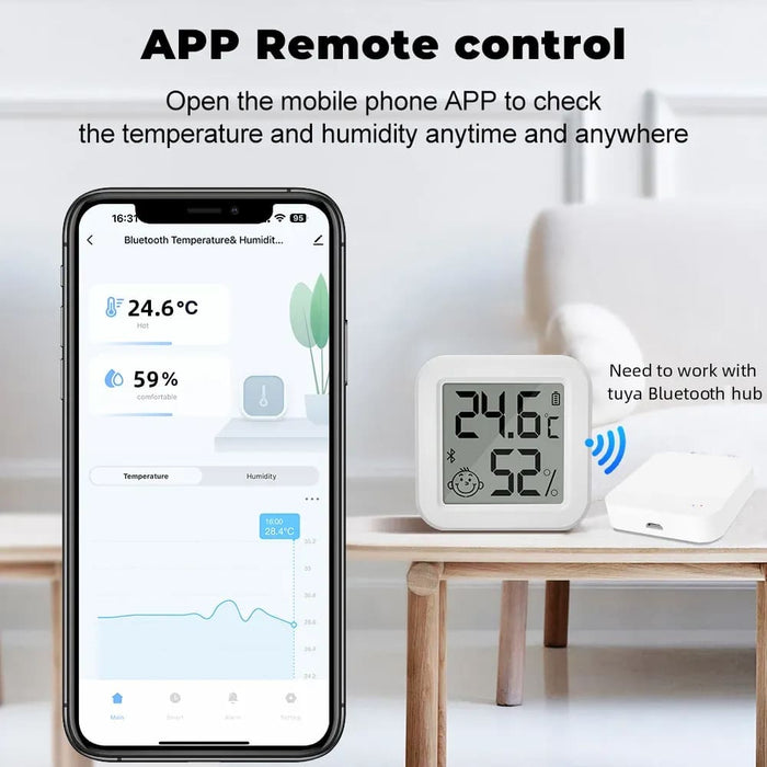 Smart Tuya Bluetooth Temp Humidity Sensor Lcd Display