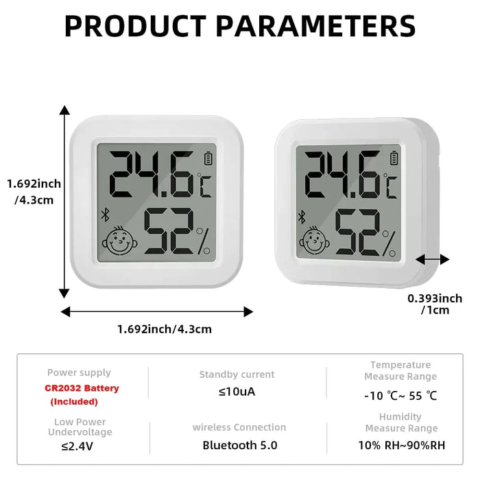 Smart Tuya Bluetooth Temp Humidity Sensor Lcd Display