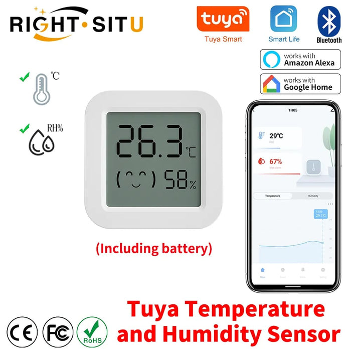 Smart Tuya Temp Humidity Sensor Bluetooth Control Lcd