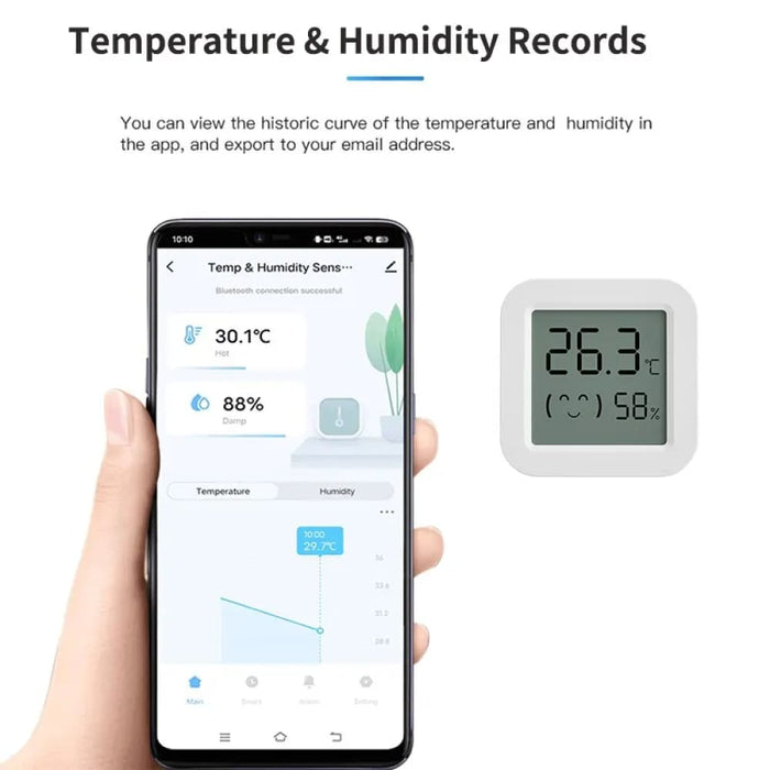 Smart Tuya Temp Humidity Sensor Bluetooth Control Lcd