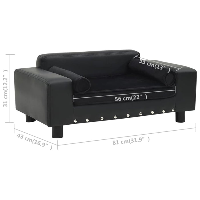 Dog Sofa Black 81x43x31 Cm Plush And Faux Leather