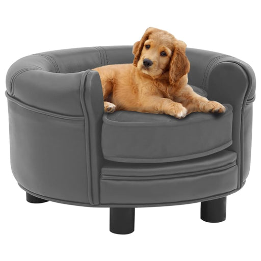 Dog Sofa Grey 48x48x32 Cm Plush And Faux Leather Oibkpl