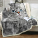 Soft Grey Cat Throw Blanket Sherpa For Couch Or Bed