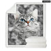 Soft Grey Cat Throw Blanket Sherpa For Couch Or Bed